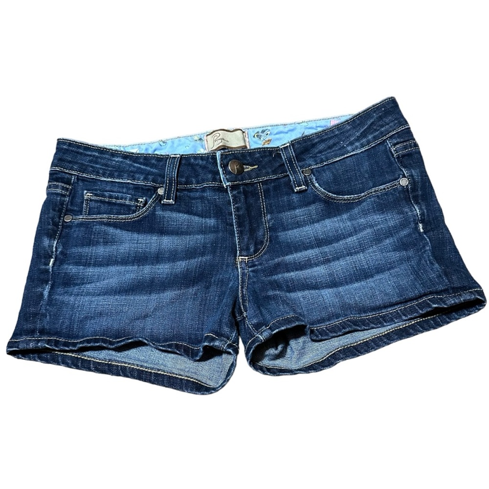Paige Denim Jean Shorts Womens Size 27 Blue Dark Wash Whisker